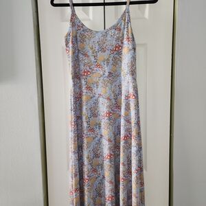 Forever 21 Light Blue Floral Maxi Slip Dress